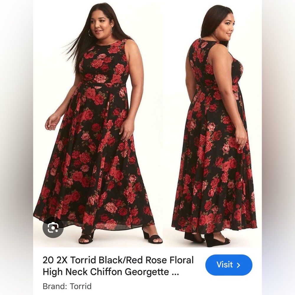 Torrid, size 20, black and red floral dress